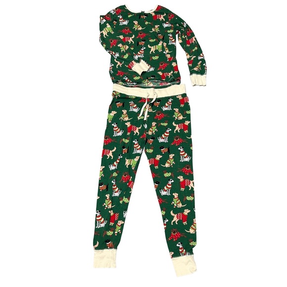 Little Blue House Women’s Green Woofing Christmas Dogs Pajama Set Size L - Picture 3 of 9